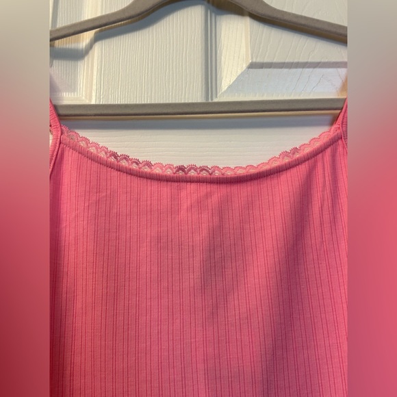 Forever 21 Pink Ribbed Lace Trim Cami Tee - Picture 3 of 7